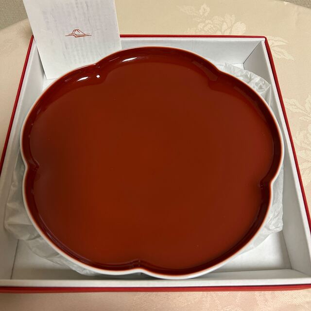 深川製磁　紅寿　梅型ハチミツ寸皿