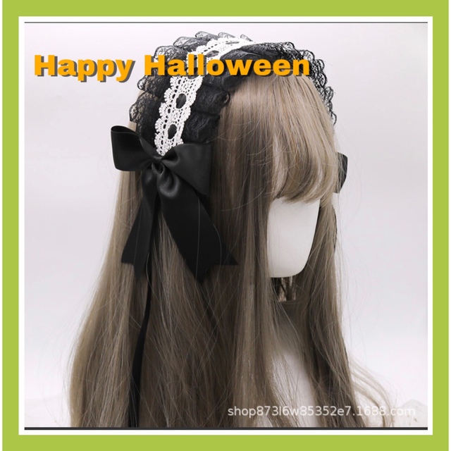 【BLACK 黒】ヘッドドレス カチューシャ ゴスロリ メイド 姫 ハロウィン レディースのアクセサリー(その他)の商品写真