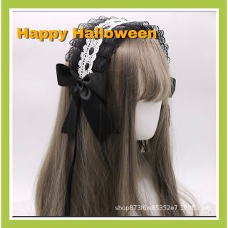 【BLACK 黒】ヘッドドレス カチューシャ ゴスロリ メイド 姫 ハロウィン(その他)