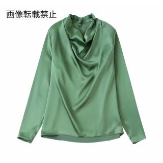 🍬10月新作🍭9575◆green サテン ドレープ カシュクール ブラウス(シャツ/ブラウス(長袖/七分))