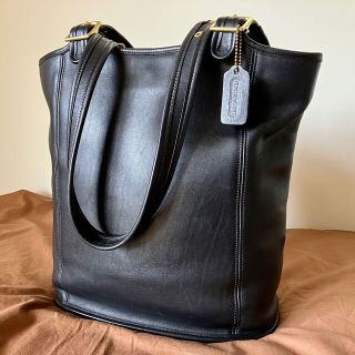 コーチ(COACH)の希少 レア オールドコーチ ショルダーバッグ  ブラック レザー ビンテージ(ショルダーバッグ)