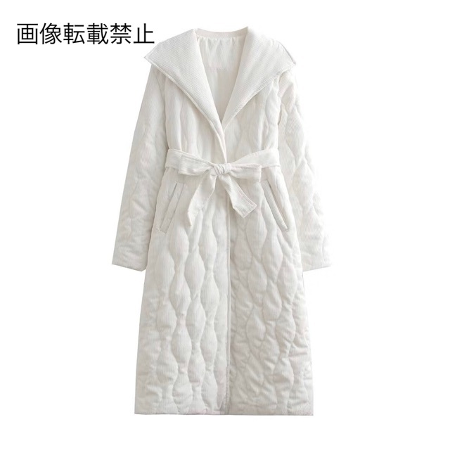 10月新作9590◆white ホワイト キルティング ロングコート