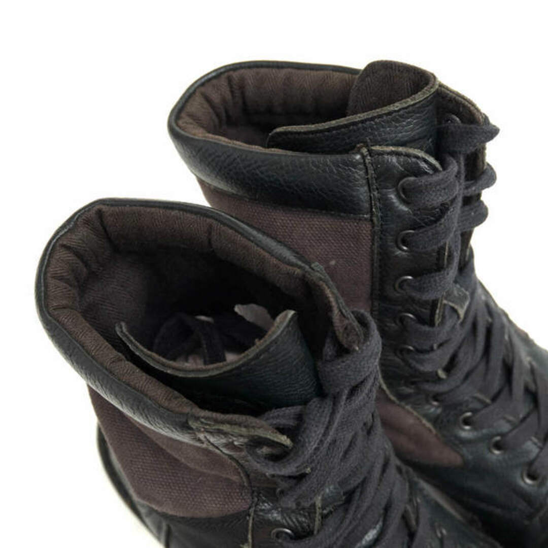 ディーゼル／ レースアップブーツ シューズ 靴 メンズ 男性 男性用コットン 綿 キャンバス レザー 革 ブラック 黒 アーミーブーツ  キャップトゥ ミリタリー ウォッシュ加工