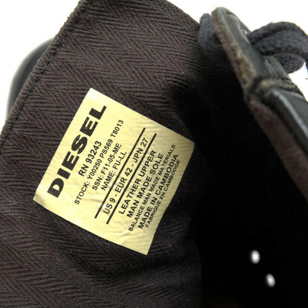 DIESEL(ディーゼル)のディーゼル／DIESEL レースアップブーツ シューズ 靴 メンズ 男性 男性用コットン 綿 キャンバス レザー 革 ブラック 黒  アーミーブーツ キャップトゥ ミリタリー ウォッシュ加工 メンズの靴/シューズ(ブーツ)の商品写真