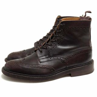 トリッカーズ(Trickers)のトリッカーズ／Tricker's レースアップブーツ シューズ 靴 メンズ 男性 男性用レザー 革 本革 ダークブラウン 茶 ブラウン  5634 STOW BROGUE BOOTS メダリオン カントリーブーツ ウイングチップ ダイナイトソール ウイングチップ(ブーツ)