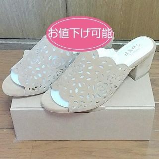 アクシーズファム(axes femme)の【未使用箱付き】アクシーズファム ベージュ ローズカットワークミュール(ミュール)