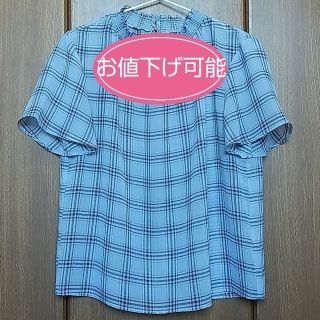 ロペピクニック(Rope' Picnic)の【美品】ロペピクニック   水色チェック   シフォン半袖(Tシャツ(半袖/袖なし))