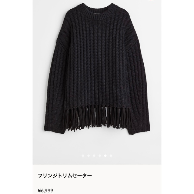 H&M(エイチアンドエム)の完売♡美品♡H&M♡フリンジトリムセーター♡ブラック♡L レディースのトップス(ニット/セーター)の商品写真