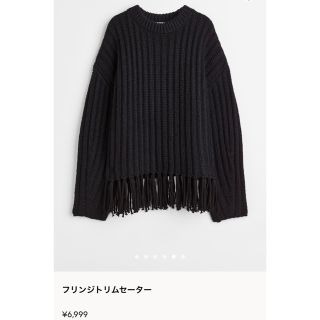 エイチアンドエム(H&M)の完売♡美品♡H&M♡フリンジトリムセーター♡ブラック♡L(ニット/セーター)