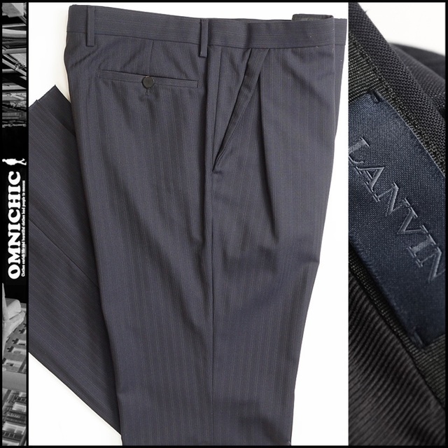 LANVIN - 新品10万LANVINランバンストライプウールサイドタック LANVIN - 新品10万LANVINランバンストライプウールサイドタック