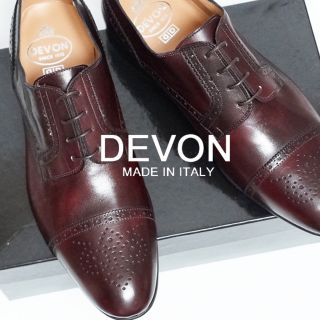 バーニーズニューヨーク(BARNEYS NEW YORK)の新品6万【DEVON】伊製ワインレッドレザーメダリオンシューズUK8/27cm(ドレス/ビジネス)