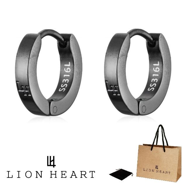 LION HEART(ライオンハート)のLION HEART ライオンハート ピアス LHMP006NBK 2点 両耳用 メンズのアクセサリー(ピアス(両耳用))の商品写真