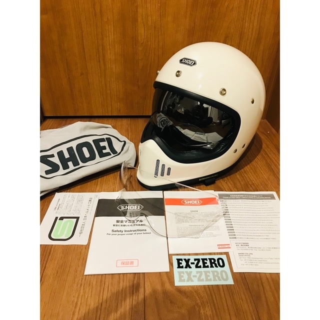 ミラーシールド装着 未使用に近い SHOEI EX-ZERO オフホワイト M