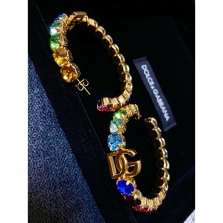 ドルチェアンドガッバーナ(DOLCE&GABBANA)の新品　正規品　ドルガバ　フープ　ピアス　ロゴ　マルチカラー　レインボー　本物(ピアス)