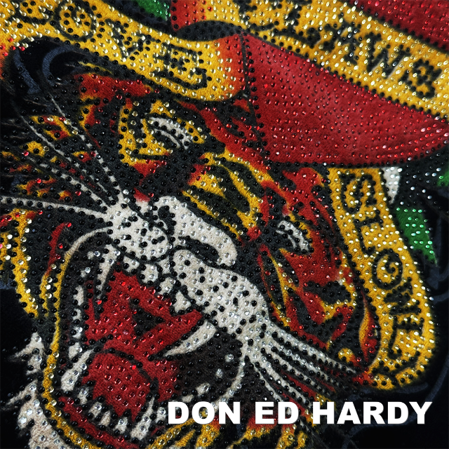 Ed Hardy(エドハーディー)の【Ed Hardy】エドハーディ ブラックベロア ラインストーン セットアップ レディースのトップス(パーカー)の商品写真