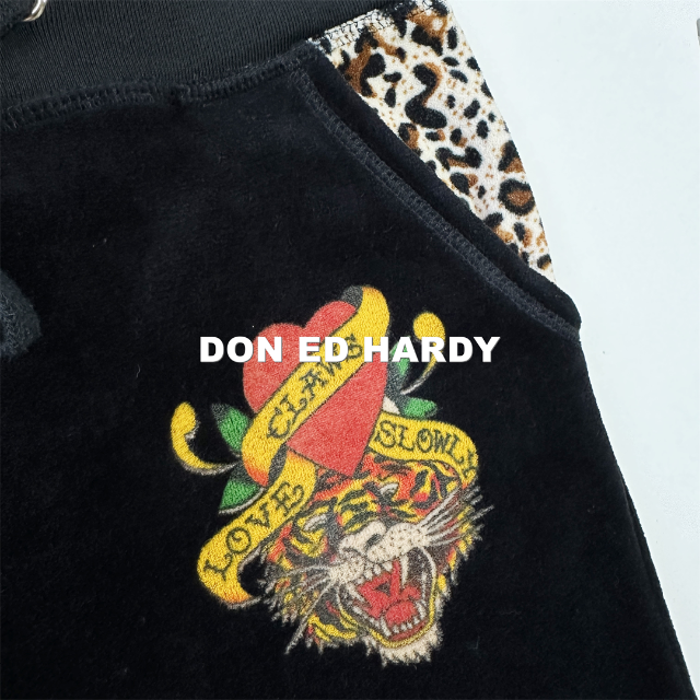 Ed Hardy(エドハーディー)の【Ed Hardy】エドハーディ ブラックベロア ラインストーン セットアップ レディースのトップス(パーカー)の商品写真