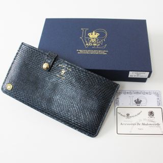 エーディーエムジェイ(A.D.M.J.)の美品 A.D.M.J. エーディーエムジェー PYTHON SLIM WALLET  スリムウォレット/ネイビー【2400013044745】(財布)