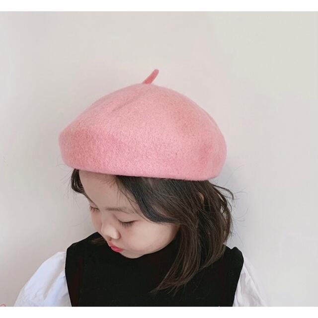 韓国子供服 子供/キッズ/ベビー ウールベレー帽 ハット アイボリーホワイト