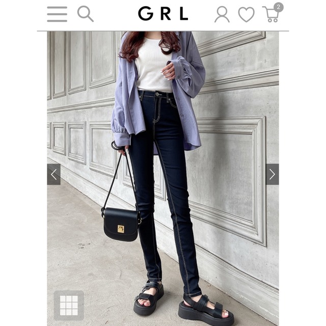 GRL(グレイル)のGRL 配色ステッチスキニーデニムパンツ レディースのパンツ(デニム/ジーンズ)の商品写真