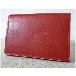良品　アシュフォード　レッド　赤　レザー　定期入れ　名刺入れ　カードケース(名刺入れ/定期入れ)