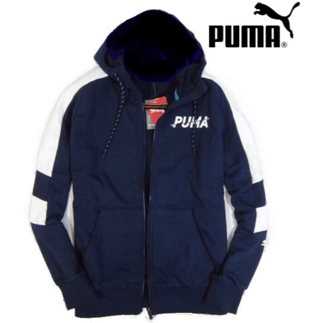 【PUMA/プーマ】スウェットパーカ ジップアップパーカー メンズLサイズ（紺）