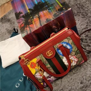 グッチ(Gucci)のGUCCI　モノグラム×花柄ハンドバッグ(ショルダーバッグ)