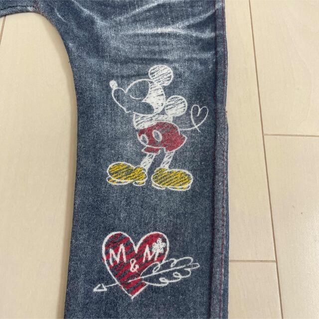 Disney(ディズニー)のディズニー★ダメージデニム風フェイクパンツ95★ミッキー騙し絵 裏起毛 キッズ/ベビー/マタニティのキッズ服女の子用(90cm~)(パンツ/スパッツ)の商品写真