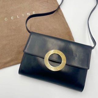 セリーヌ(celine)の✨極美品✨セリーヌ　サークル金具　ロゴ　ショルダーバッグ　斜めがけ　レザー(ショルダーバッグ)