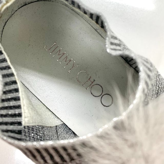 JIMMY CHOO(ジミーチュウ)の3934 ジミーチュウ ニット ラメ ファー ソックススニーカー シルバー レディースの靴/シューズ(スニーカー)の商品写真