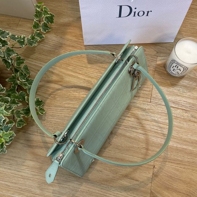 Dior ディオール カナージュステッチハンドショルダーバッグ ミント