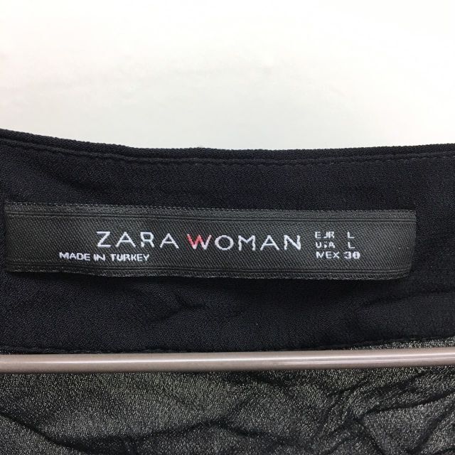 ZARA(ザラ)のVネック長袖シャツ　ブラック　Lサイズ　ZARA　レディース　新品　未使用　タグ レディースのトップス(シャツ/ブラウス(長袖/七分))の商品写真