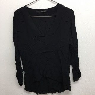 ザラ(ZARA)のVネック長袖シャツ　ブラック　Lサイズ　ZARA　レディース　新品　未使用　タグ(シャツ/ブラウス(長袖/七分))