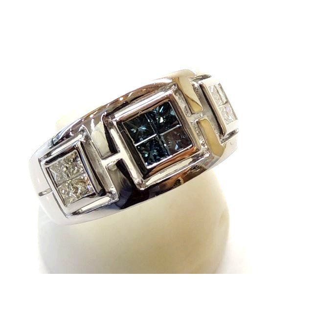 数量は多 0.40ct ブルーダイヤ プラチナ Pt900 ダイヤ リング 0.60ct