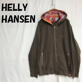 ヘリーハンセン パーカー ロゴマーク ダブルジップ カーキ サイズL