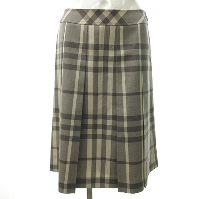 美品 バーバリー ロンドン BURBERRY チェック プリーツスカート ひざ丈