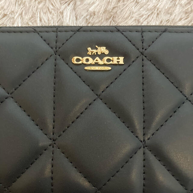 新品　COACH コーチ　長財布　キルティング　レザー　ブラック　F53637