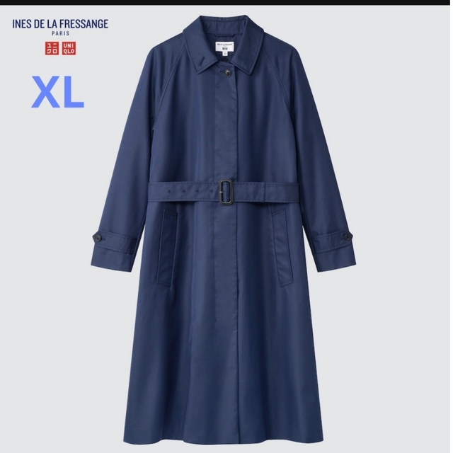 UNIQLO(ユニクロ)のUNIQLO イネス ステンカラーコート ブルー XL レディース レディースのジャケット/アウター(ロングコート)の商品写真