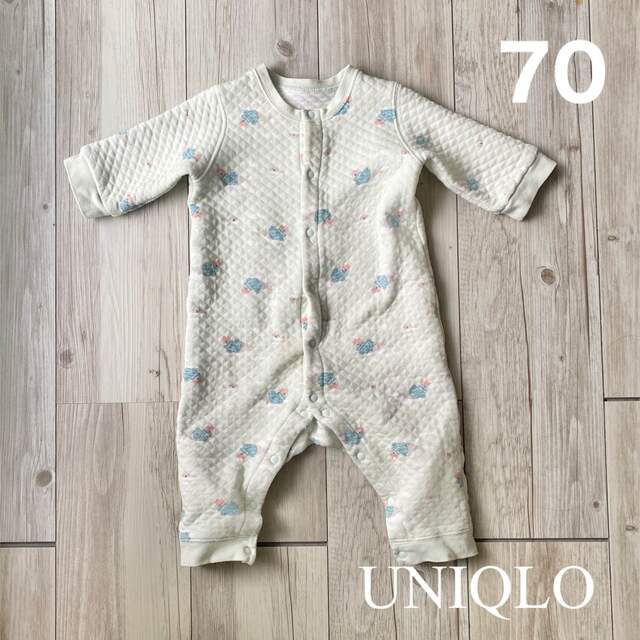 UNIQLO(ユニクロ)のUNIQLO キルトパジャマ ミントグリーン 70 キッズ/ベビー/マタニティのベビー服(~85cm)(パジャマ)の商品写真