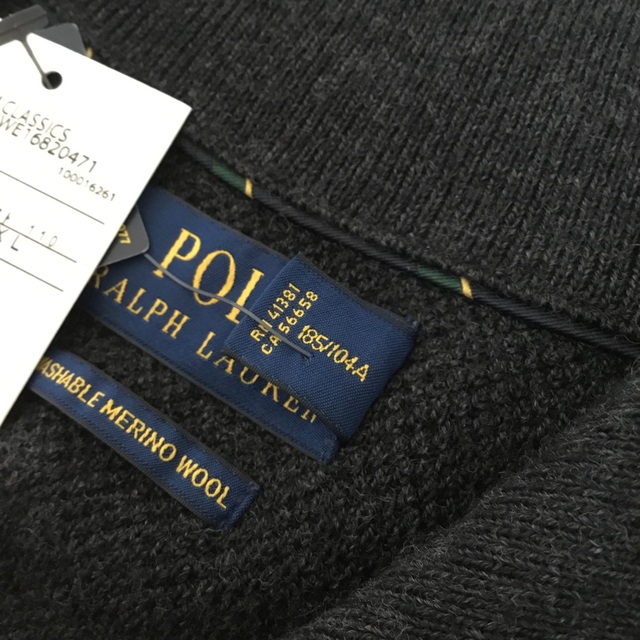 POLO RALPH LAUREN(ポロラルフローレン)のラルフローレン　ウォッシャブルウールフルジップセーター新品タグ付きグレー メンズのトップス(カーディガン)の商品写真