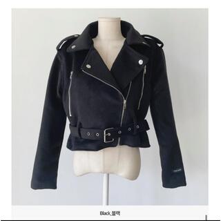 値下げ☆セルディンカラネックライダーベルトクロップジャケット 韓国デザイン(ライダースジャケット)