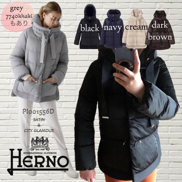 新品 - HERNO HERNO GLAMOUR CITY & SATIN ジャケット パーカ ヘルノ ダウンコート