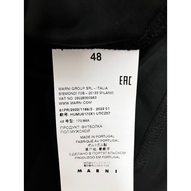 新品 48 22ss MARNI 胸ミニロゴ Tシャツ 黒 3712