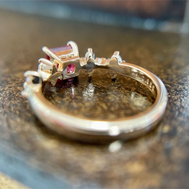 高品質 ルベライトフラワーダイヤモンドリング K18PG total1.06ct レディースのアクセサリー(リング(指輪))の商品写真