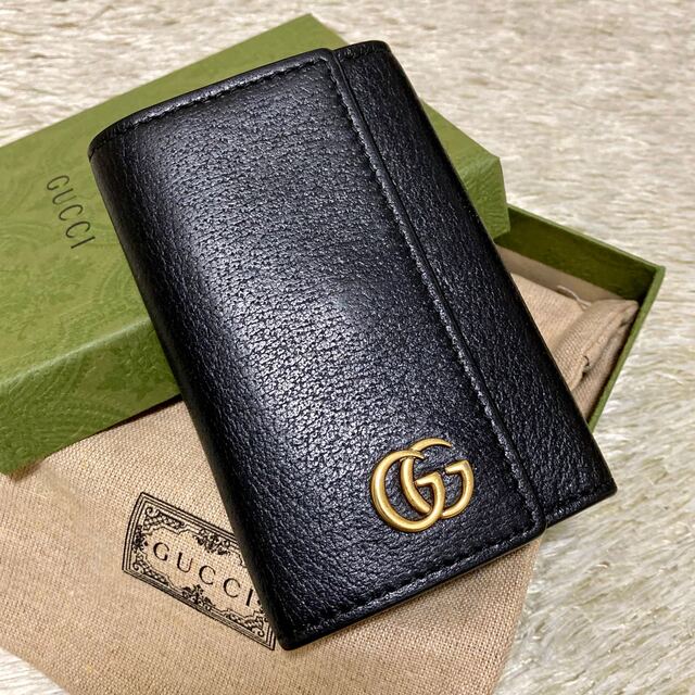 美品✨グッチ 6連キーケース GGマーモント レザー ブラック 黒 435305
