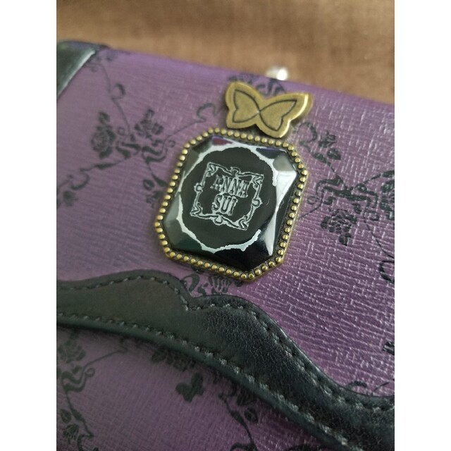 ANNA SUI(アナスイ)のAnna Sui 折り財布 ブラック 紫 レディースのファッション小物(財布)の商品写真