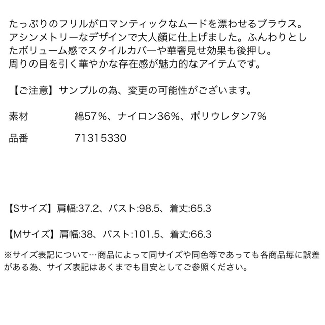 Mystrada(マイストラーダ)のCADUNE ランダムフリルブラウス レディースのトップス(シャツ/ブラウス(半袖/袖なし))の商品写真