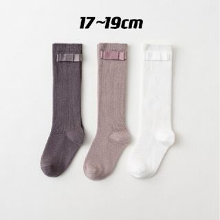 清楚リボンハイソックス(17～19cm) 3足ベビーキッズソックス子供靴下(靴下/タイツ)