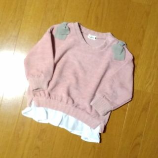 ブランシェス(Branshes)の90cm♥branshes トップス ニット モールニット リボン ピンク(ニット)