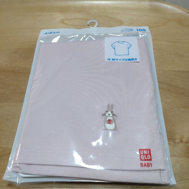 UNIQLO(ユニクロ)のエアリズム　コットン　Tシャツ　100サイズ キッズ/ベビー/マタニティのキッズ服女の子用(90cm~)(Tシャツ/カットソー)の商品写真