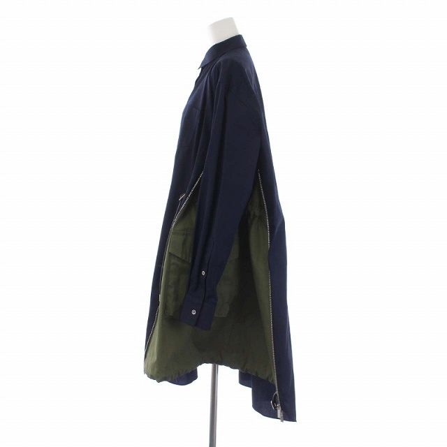 サカイ Contrast Panel Dress 長袖 シャツワンピース 1 紺 | www